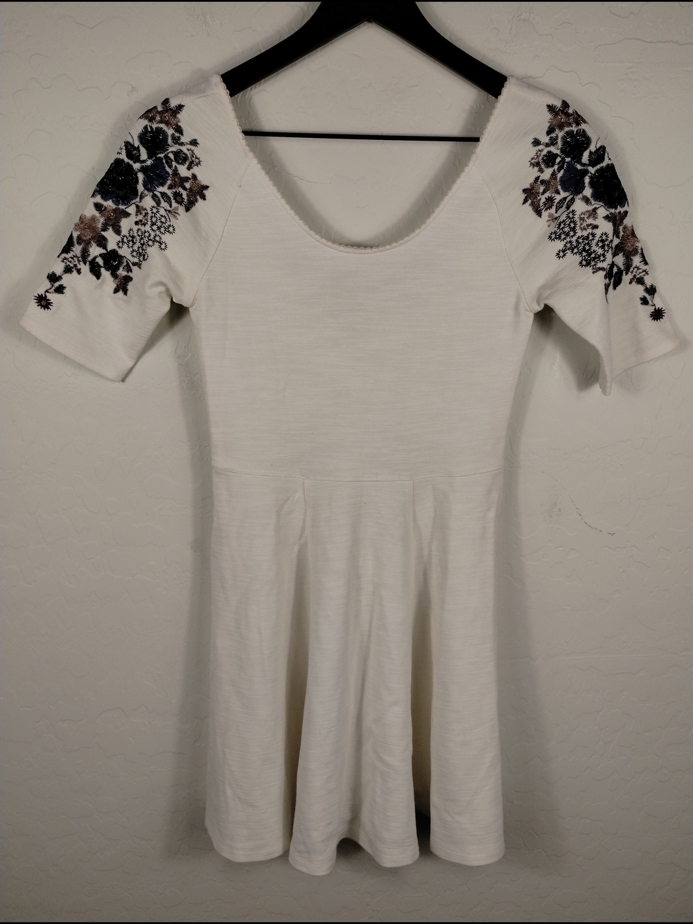 Free People Embroidered Short Sleeve White Dress